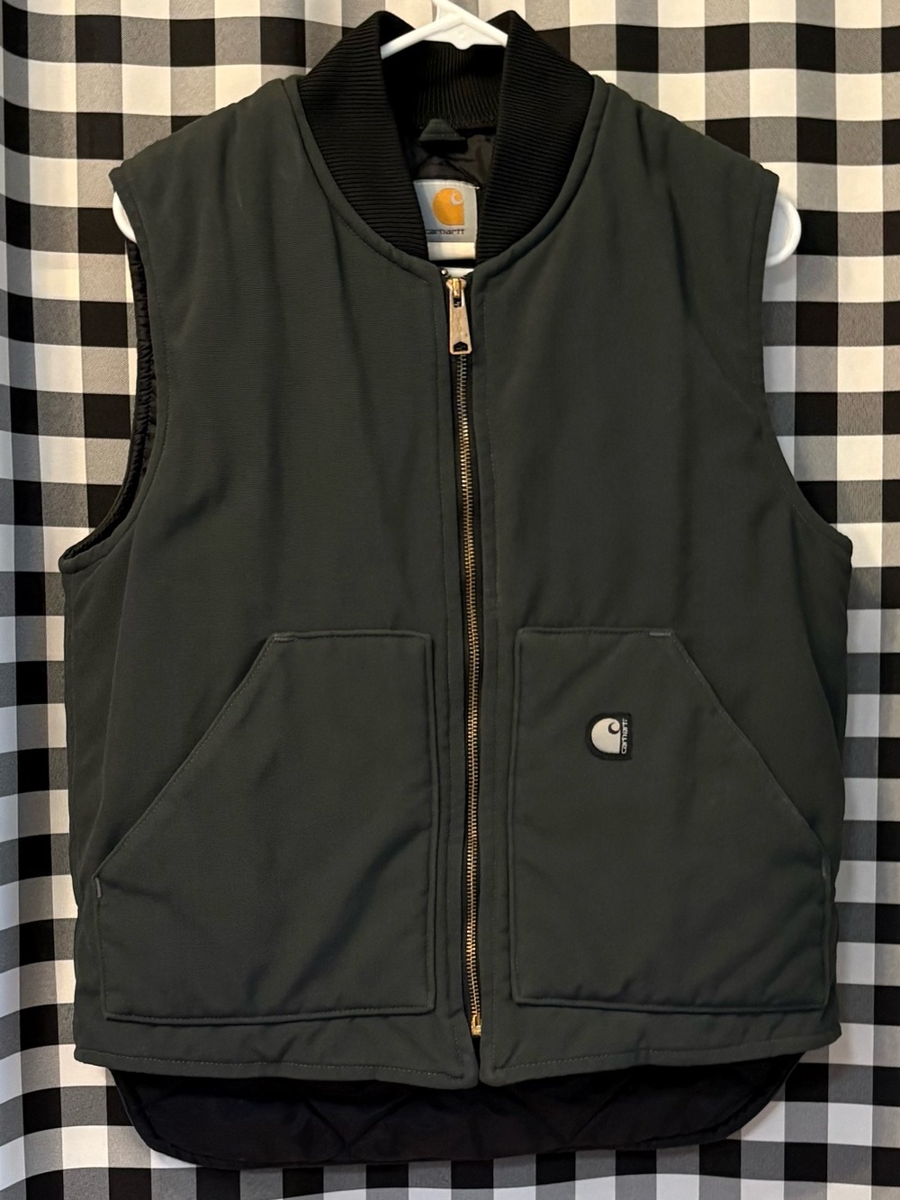 Carhartt Vintage Men’s Grey/Olive Green Duck Canvas Insulated Vest. Size M